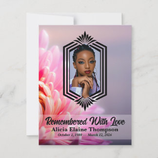 Photo Celebration Program — Pink Chrysanthemum Invitation