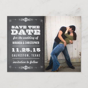 Photo Chalkboard Save the Date Wedding Postcard