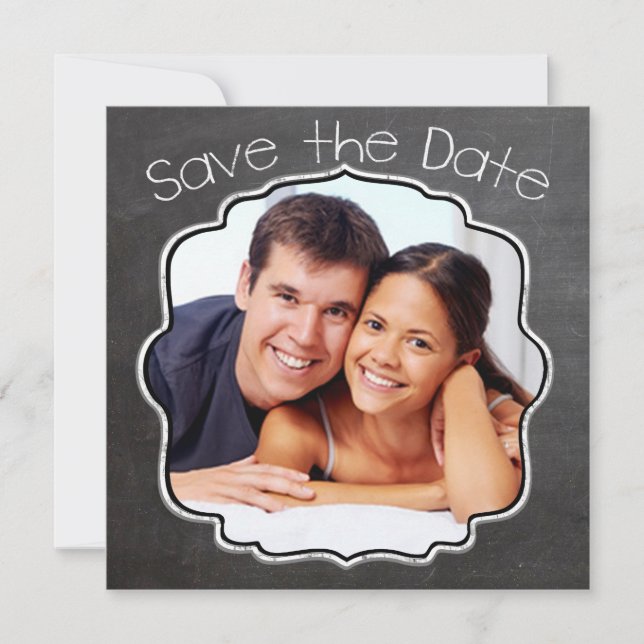 Photo Chalkboard Vintage Modern Save the Date (Front)