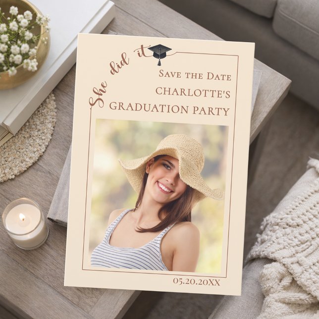 Photo Champagne Graduation party Save the Date (Creator Uploaded)