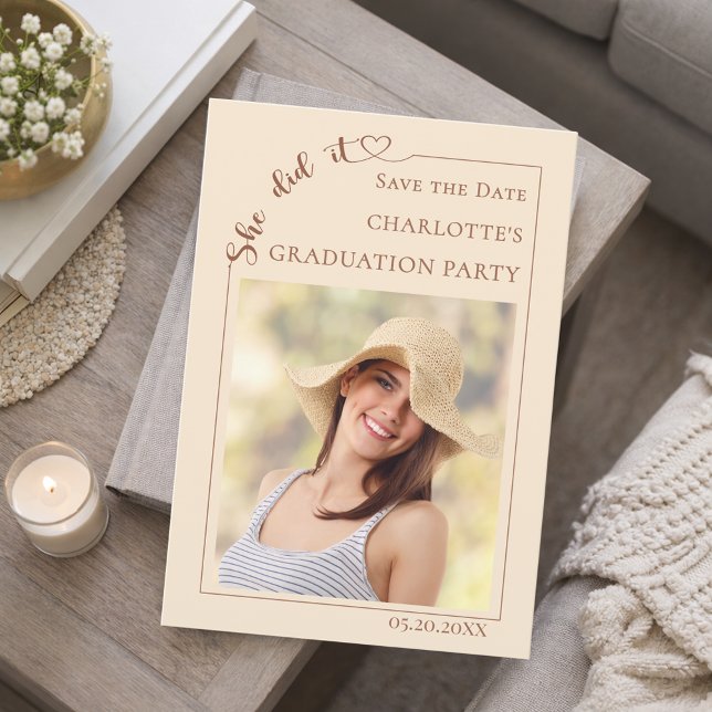 Photo Champagne Graduation party Save the Date (Creator Uploaded)