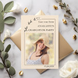 Photo Champagne Graduation party Save the Date<br><div class="desc">Champagne colored background. Celebrate your graduate’s big milestone in style with this modern Save the Date card for a graduation party. Featuring a clean minimalist layout, elegant typography, and a customizable photo, this design is perfect for announcing your celebration in a timeless way. Add your graduate’s name, photo, and party...</div>