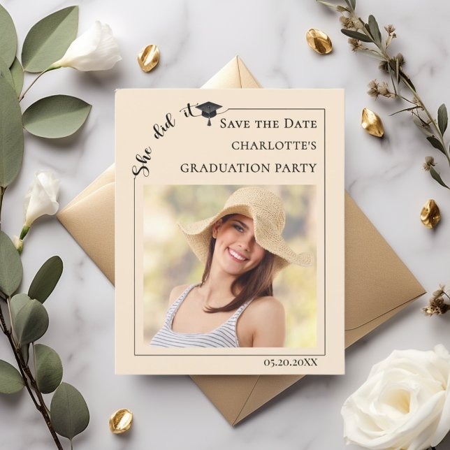 Photo Champagne Graduation Save the Date card (Creator Uploaded)