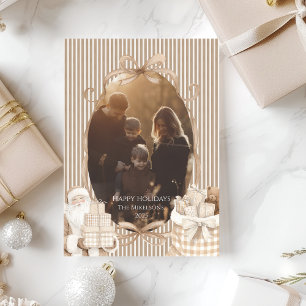 Photo Champagne Ribbon Christmas Holiday Card