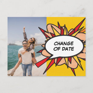 Photo Change of Date Postponed Fun Comic Book Postcard