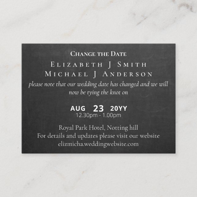 PHOTO Change of Date Postponement incl ENVL. Advice Card (Front)