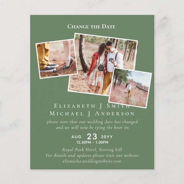 PHOTO Change the Date Plans Postponement ANY Event (Front)