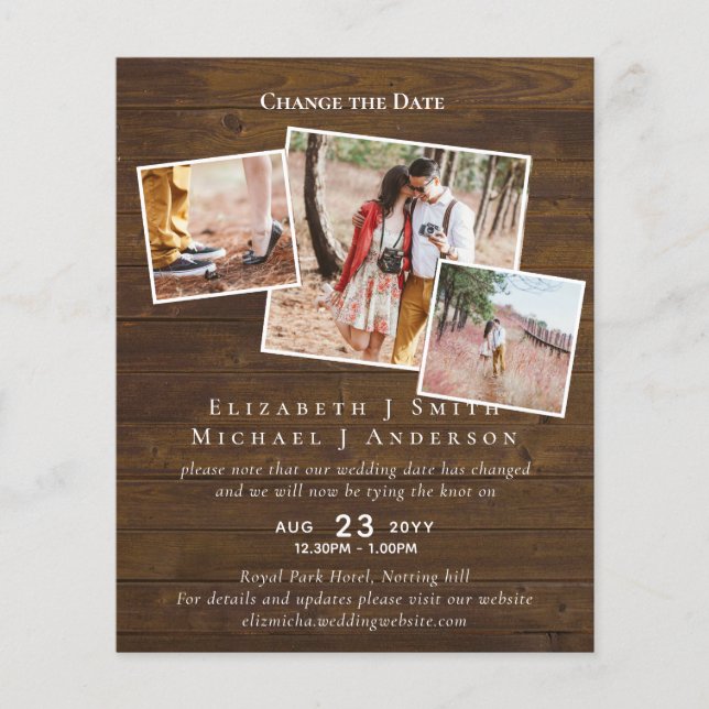 PHOTO Change the Date Plans Postponement ANY Event (Front)