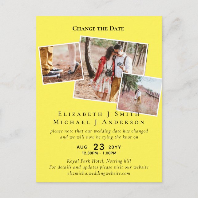 PHOTO Change the Date Plans Postponement ANY Event Postcard (Front)