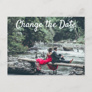 Photo Change the Date  Wedding Postponed Cancelled Invitation Postcard