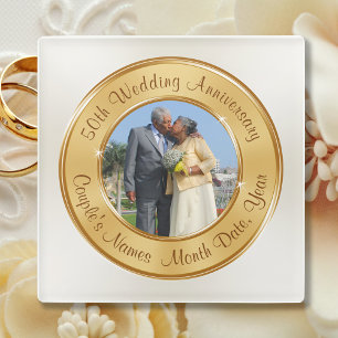 Photo Cheap 50th Anniversary Gifts, Buy 1 or Set Glass Coaster