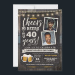 Photo Cheers and Beers 40th Birthday Invitation<br><div class="desc">Surprise Cheers and Beers 40th Birthday Photo Invitation featuring chalk board and lettering with customisable age and photo areas.</div>