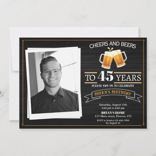 Photo cheers and beers invitation Adult man party (Front)