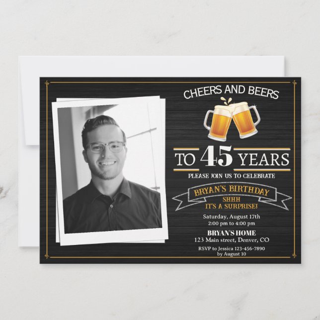 Photo cheers and beers invitation Adult man party (Front)