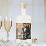 Photo cheers birthday party liquor bottle label<br><div class="desc">Personalize and add a his name.  Text overlay: Cheers to</div>