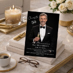 Photo cheers guy birthday invitation<br><div class="desc">Celebrate a milestone birthday with a relaxed and modern photo birthday invitation designed for men who prefer a laid-back yet stylish look. This design features a clean full-photo layout paired with simple, contemporary typography, creating an invitation that feels personal, confident and easygoing. Perfect for a 40th, 50th or 60th birthday...</div>