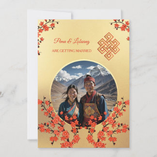 Photo Cherry Blossom Tibetan Wedding Invitation