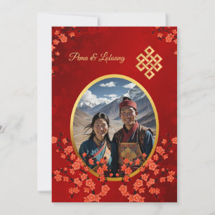 Photo Cherry Blossom Tibetan Wedding Invitation