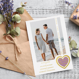 Photo Chic Elegant Lilac & Golden Heart Couple