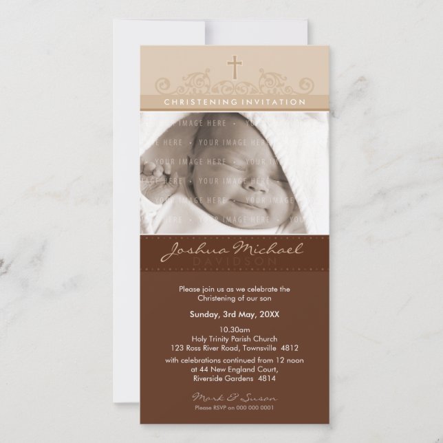PHOTO CHRISTENING INVITATIONS :: elegant 3 (Front)