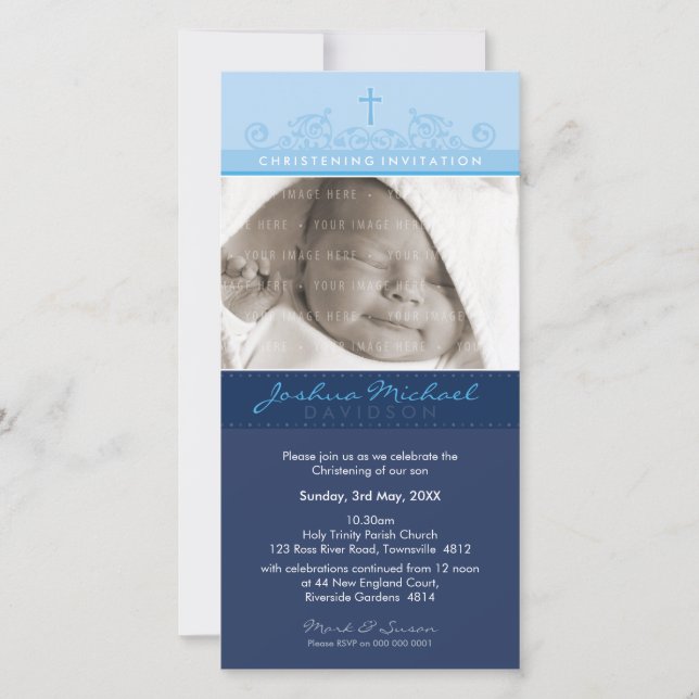 PHOTO CHRISTENING INVITATIONS :: elegant 6 (Front)