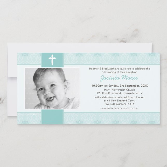 PHOTO CHRISTENING INVITATIONS :: pretty 6L (Front)