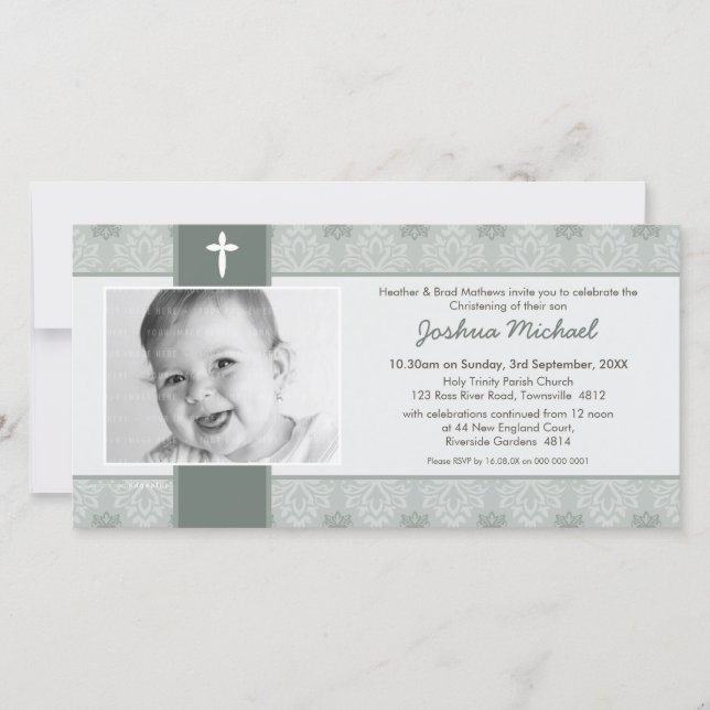 PHOTO CHRISTENING INVITATIONS :: pretty 7L (Front)