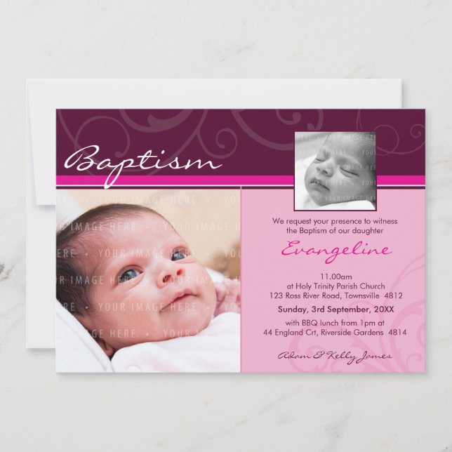PHOTO CHRISTENING INVITES :: charity 5L (Front)