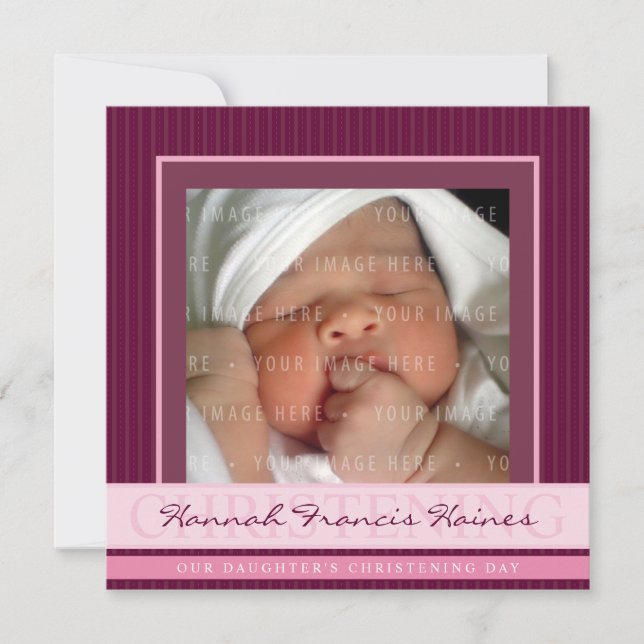 PHOTO CHRISTENING INVITES :: elegance 3SQ (Front)