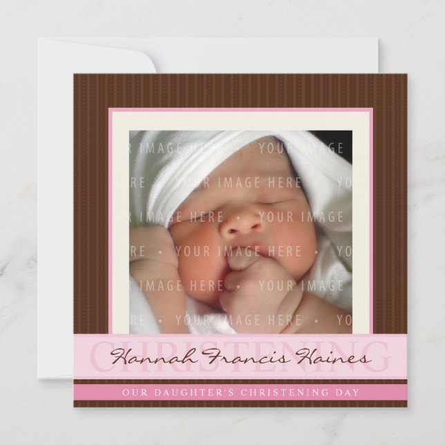 PHOTO CHRISTENING INVITES :: elegance 4SQ (Front)