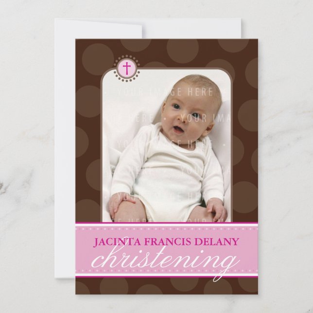 PHOTO CHRISTENING INVITES :: polkadot 3P (Front)