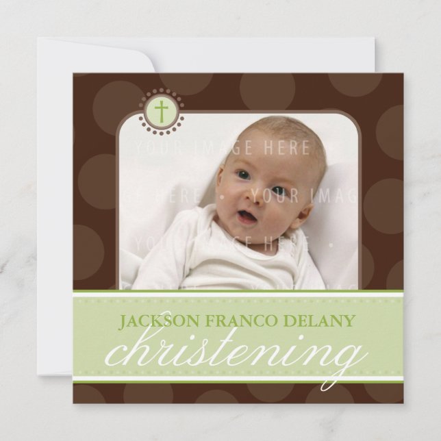 PHOTO CHRISTENING INVITES :: polkadot 4SQ (Front)