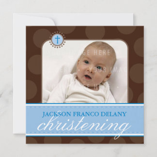 PHOTO CHRISTENING INVITES :: polkadot 6SQ