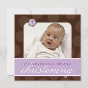 PHOTO CHRISTENING INVITES :: polkadot 7SQ