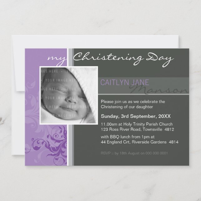 PHOTO CHRISTENING INVITES :: posh 3L (Front)