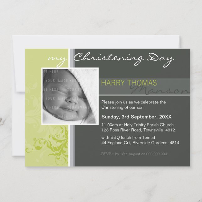 PHOTO CHRISTENING INVITES :: posh 4L (Front)