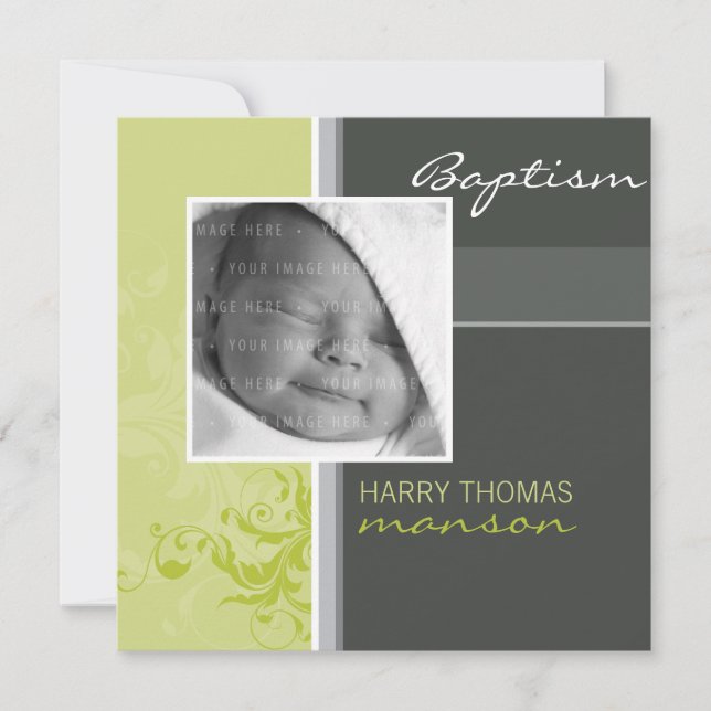 PHOTO CHRISTENING INVITES :: posh 4SQ (Front)