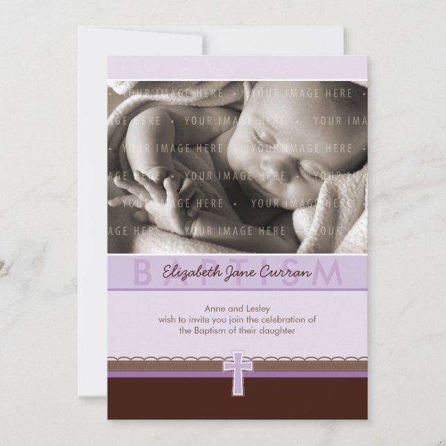 PHOTO CHRISTENING INVITES :: pure 1 P (Front)