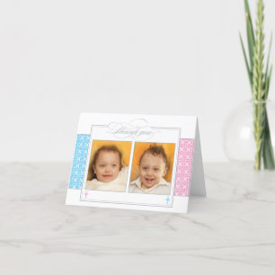 Photo Christening Thank You Card     Twins