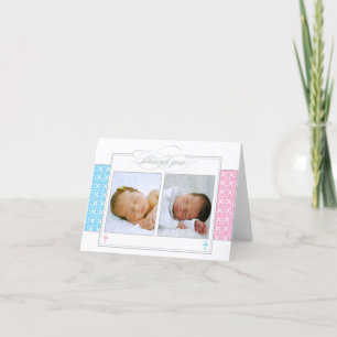 Photo Christening Thank You Card     Twins