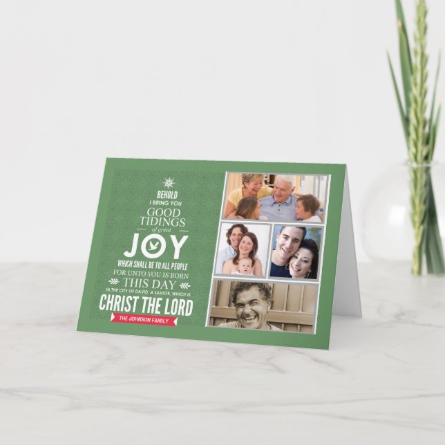 Photo Christian Christmas Card Behold Christ JOY (Front)