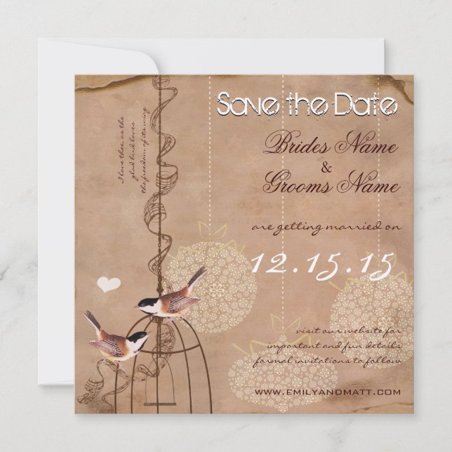 Photo Christmas Bird Cage Wedding Save the Date Invitation (Front)
