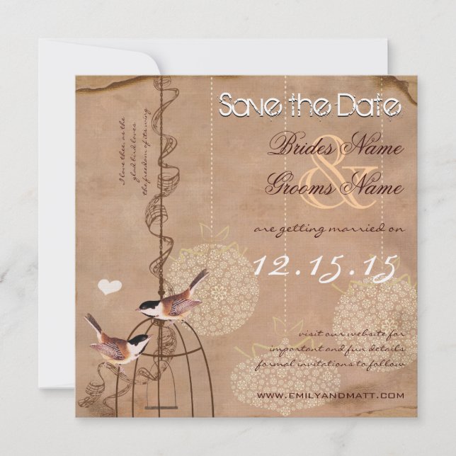 Photo Christmas Bird Cage Wedding Save the Date Invitation (Front)