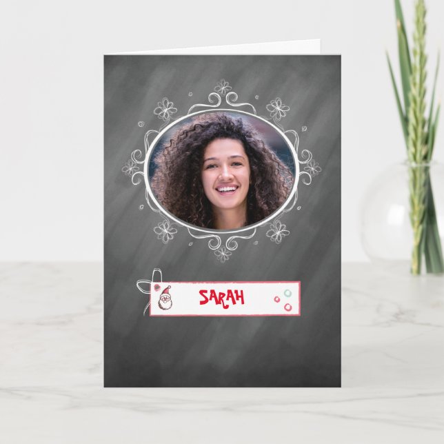 Photo Christmas Card, Chalkboard Look, Customise Card (Front)
