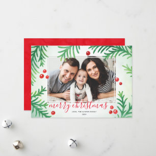 Photo Christmas Card Classic Red & Green