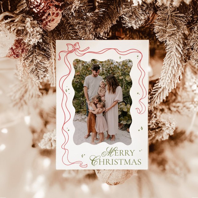 Photo Christmas Card, Colourful Bow Holiday Card (Creator Uploaded)