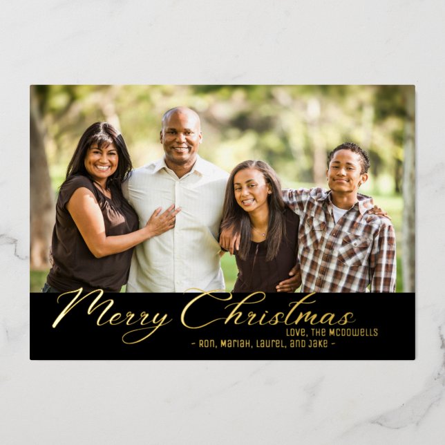 Photo Christmas Card Custom Foil Holiday Card (Front)