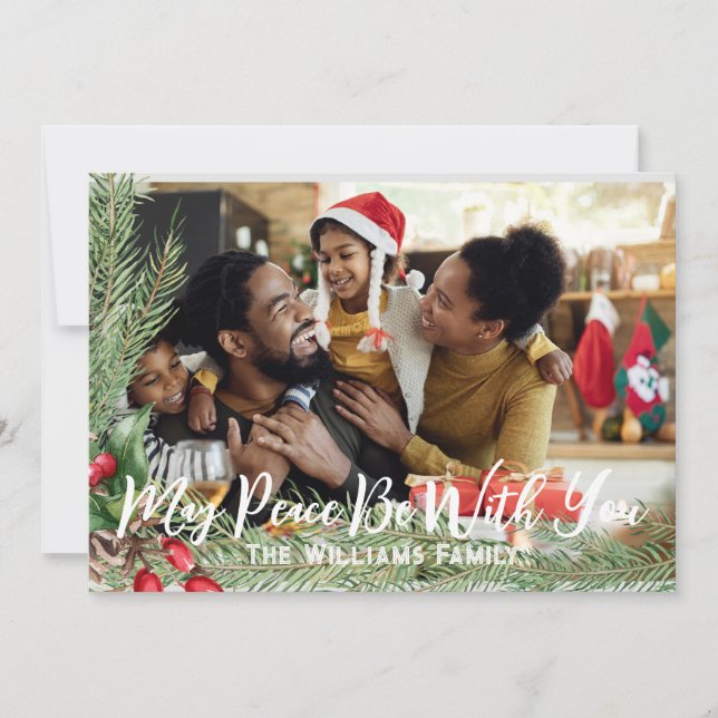 Photo Christmas Card Double Sided Modern Holiday (Front)