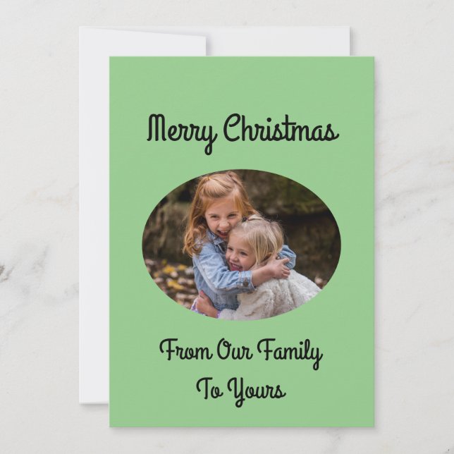 Photo Christmas Card Merry From Our Family To Your (Front)