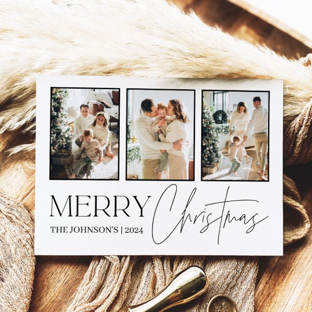 Photo Christmas Card, Modern Merry Christmas Holiday Postcard (Creator Uploaded)